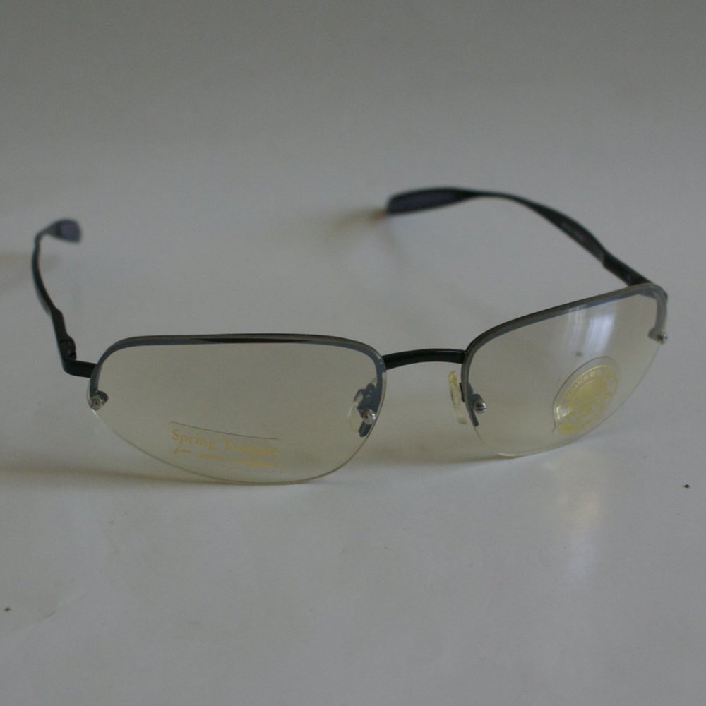 NWT Clear Tinted Mirror semi-rimless Wrap around fashion eyewear w/spring hinges